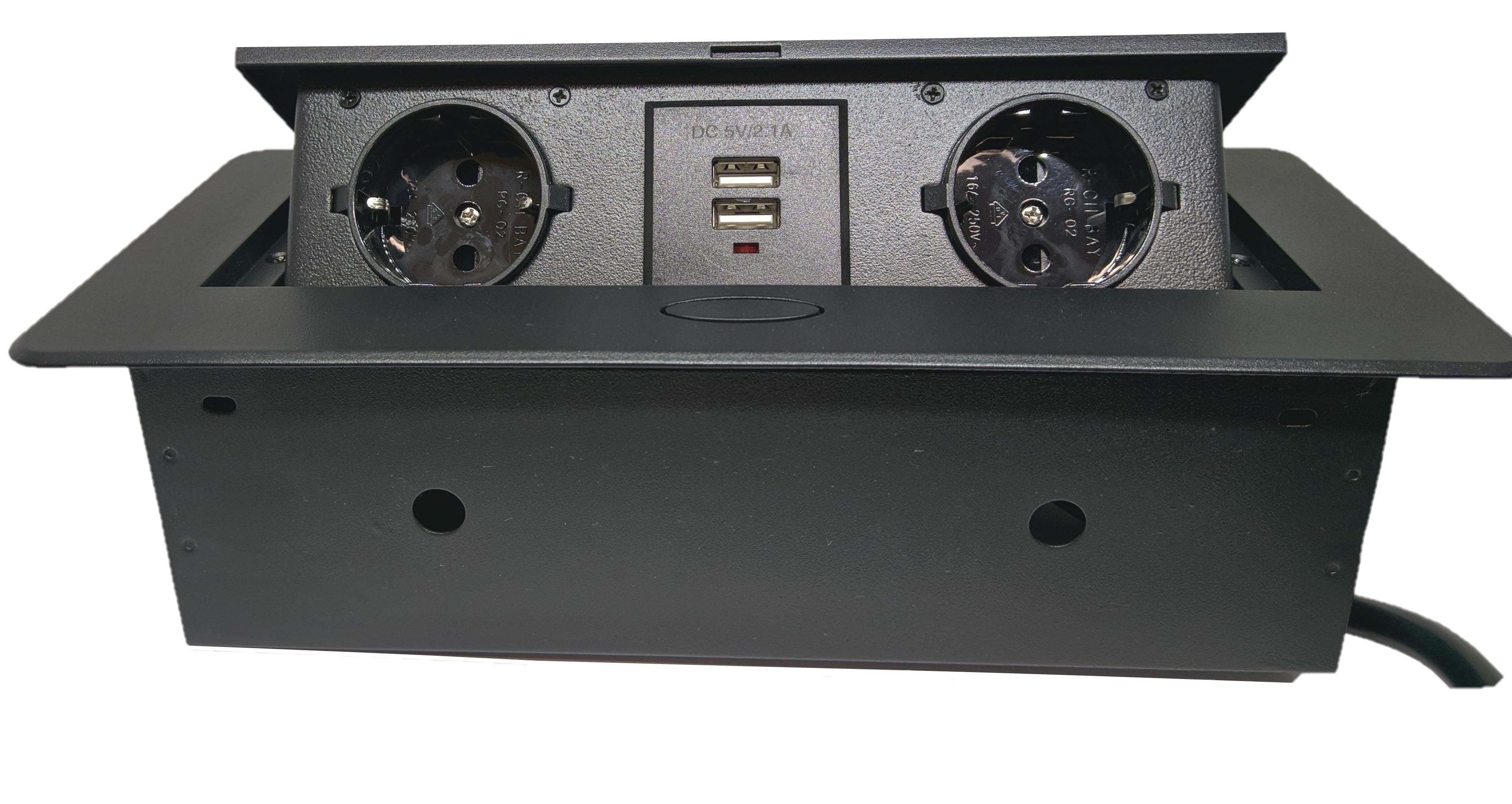 Блок ввыдвижной роз. 220В-12А, USB 5В-2.1А арт 90-6128-225-20 (черный)
